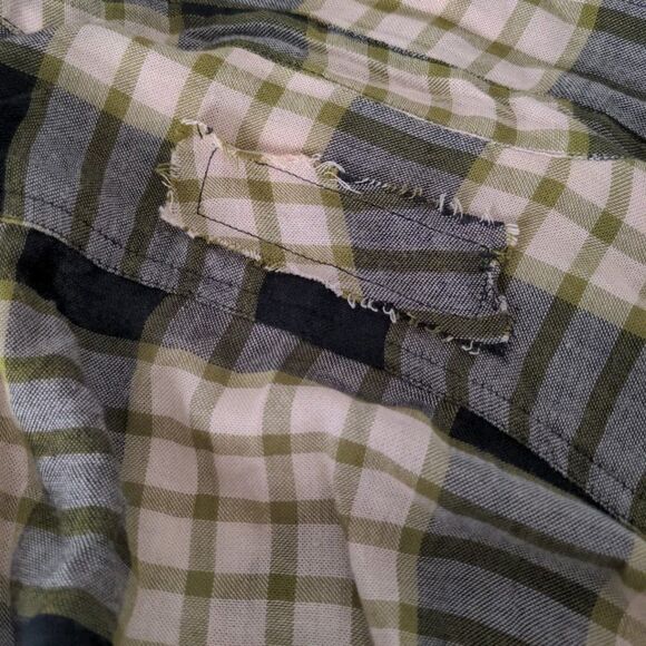 Free People We The Free Plaid Wool Top Button Front Green Distressed Size S - Picture 7 of 10